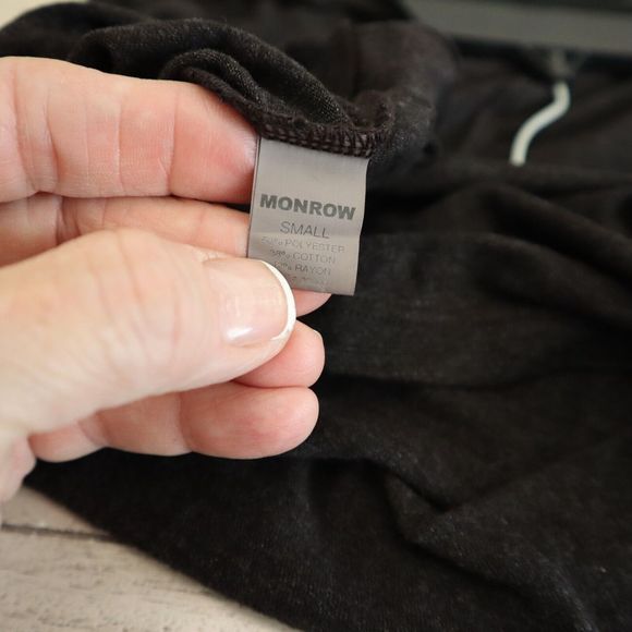 Monrow 119412 Women's Sz Small Black Heather Long Sleeve Crew Neck Tee Shirt - Picture 6 of 6